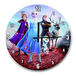 Frozen 2 Queen Elsa  Anna  Olaf  Kristoff Kızıl Yaprakla Duvar Saati