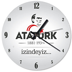 Beyaz Zemin Atatürk 1881 - 1938 İzindeyiz Duvar Saati