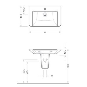 Diagonal 48x65 Cm Yarım Ayaklı Lavabo Dg01+dg21