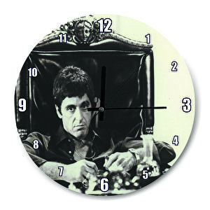 Tony Montana Siyah Beyaz  Duvar Saati