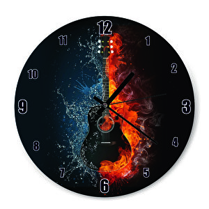 Alevli Buzlu Gitar  Duvar Saati