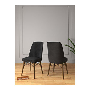 Riff Serisi , 80x130 Kapalı 80x170 Açılabilir Barok Mutfak Masa Takımı 4 Siyah Sandalye