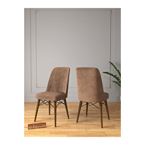 Riff Serisi , 80x130 Kapalı 80x170 Açılabilir Barok Mutfak Masa Takımı 4 Kahverengi Sandalye Kahverengi
