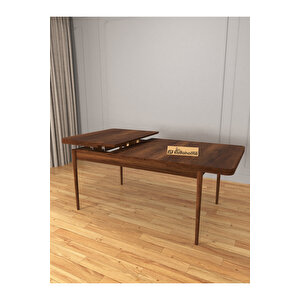 Riff Serisi , 80x130 Kapalı 80x170 Açılabilir Barok Mutfak Masa Takımı 4 Kahverengi Sandalye