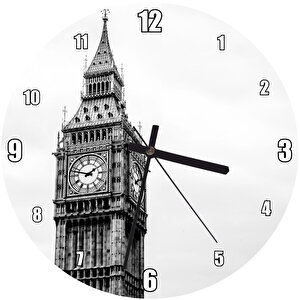 Londra Big Ben Saat Kulesi Siyah Beyaz Duvar Saati