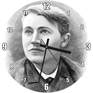 Mucit Ve İşadamı Thomas Alva Edison Portresi Duvar Saati