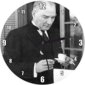 Atatürk Smokinli Kahve Sigara Duvar Saati