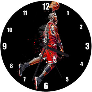 Michael Jordan 3 Numaralı Forma Smaç Görseli Duvar Saati