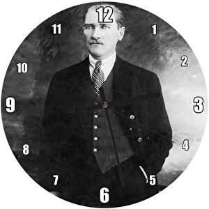Atatürk Takım Yelek Bıyıklı Ayakta Duvar Saati