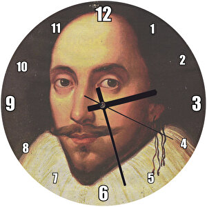 William Shakespeare Portresi İpli Küpesi Duvar Saati