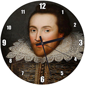 William Shakespeare Beyaz Yakalı Portresi Duvar Saati