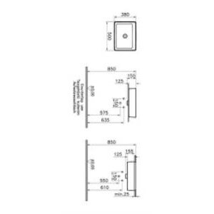 Vitra Nuo Çanak Lavabo 7436b003-0016 Dikdörtgen - Kompakt - 50x38 Cm - Armatür Deliksiz - Su Taşma Deliksiz - Beyaz