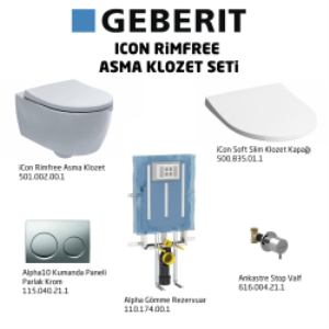 Icon Rimfree Alpha10 Soft Slim Asma Klozet Seti - Parlak Krom
