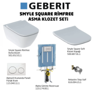 Smyle Square Rimfree Alpha10 Soft Asma Klozet Seti - Beyaz