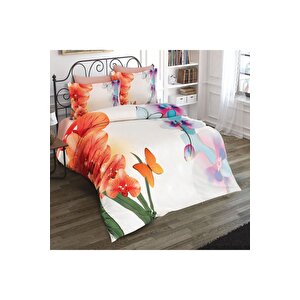 Orchid 2 3d Pamuk Saten Çift Kişilik Nevresim Takımı