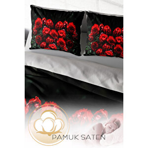 Monohome Red Black Roses 3d Çift Kişilik Nevresim Takımı