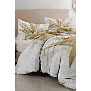 Monohome Retro Palm Luxury Çift Kişilik Pamuk Saten Nevresim Takımı