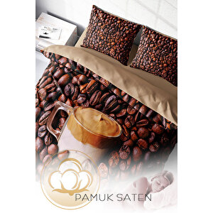 Monohome Night Coffee 3d Pamuk Saten Çift Kişilik Nevresim Takımı