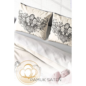 Monohome Gray Lines 3d Pamuk Saten Çift Kişilik Nevresim Takımı