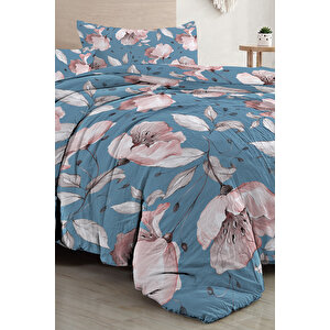 Monohome Blue Rose Çift Kişilik Nevresim Takımı 3d Pamuk Saten