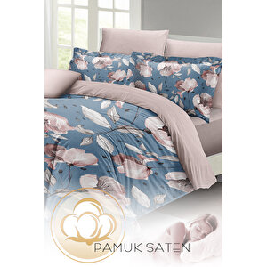 Monohome Blue Rose Çift Kişilik Nevresim Takımı 3d Pamuk Saten