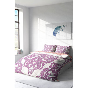 Pink Damask 3d Pamuk Saten Çift Kişilik Nevresim Takımı