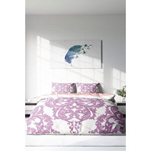 Pink Damask 3d Pamuk Saten Çift Kişilik Nevresim Takımı