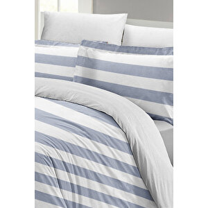 Monohome Soft Strip Luxury Çift Kişilik Pamuk Saten Nevresim Takımı