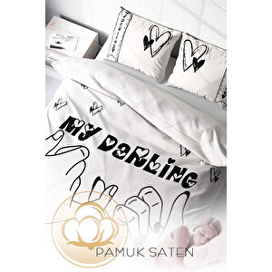 Çift Kişilik Nevresim Takımı Sık Dokuma Pamuk Saten 3d Özel Tasarım Darling