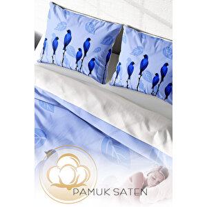 Monohome Blue Birds Naturel Çift Kişilik Nevresim Takımı