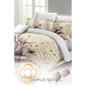 Çift Kişilik Nevresim Takımı Özel Dokuma Pamuk Saten Lily