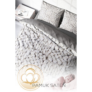 Monohome Örgü4 3d Pamuk Saten Çift Kişilik Nevresim Takımı