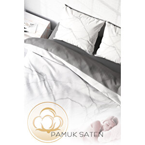 Monohome Lux Marble 3d Pamuk Saten Çift Kişilik Nevresim Takımı