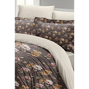 Monohome Retro Flowers Luxury Çift Kişilik Pamuk Saten Nevresim Takımı