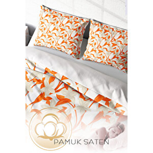 Monohome Orange 3d Pamuk Saten Çift Kişilik Nevresim Takımı