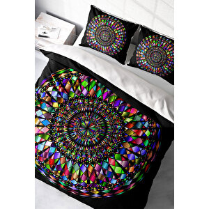 Çift Kişilik Nevresim Takımı Sık Dokuma Pamuk Saten 3d Özel Tasarım Mandala 4