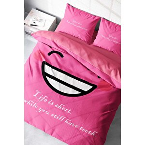 Monohome Smile Mottom 3d Pamuk Saten Çift Kişilik Nevresim Takımı