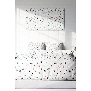 Terrazzo 3d Pamuk Saten Çift Kişilik Nevresim Takımı