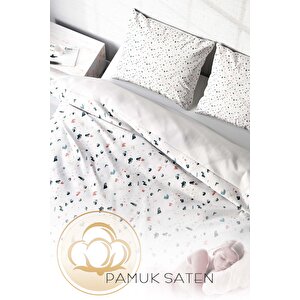 Monohome Terrazzo 3d Pamuk Saten Çift Kişilik Nevresim Takımı