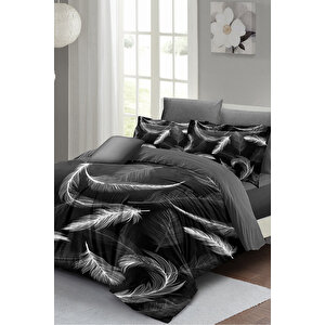 Nevresim Takımı Çift Kişilik 3d Pamuk Saten Dark Feather