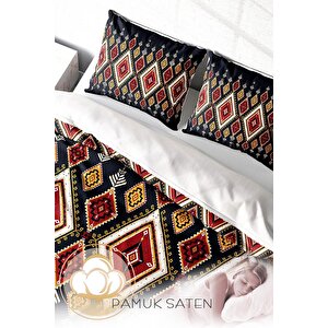 Monohome Ethnic Geometric 3d Pamuk Saten Çift Kişilik Nevresim Takımı