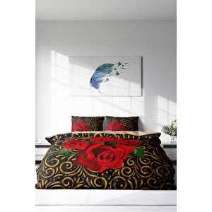 Gold & Roses 3d Çift Kişilik Nevresim Takımı