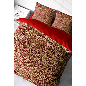 Red Leaf 3d Pamuk Saten Çift Kişilik Nevresim Takımı