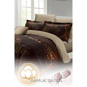 Anneler Günü Çift Kişilik Nevresim Takımı Özel Dokuma Pamuk Saten Melek Annem