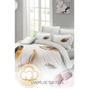 Çift Kişilik Nevresim Takımı Sık Dokuma Pamuk Saten 3d Özel Tasarım Lucky Feather