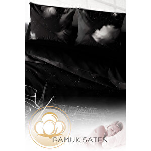 Monohome Night City 3d Pamuk Saten Çift Kişilik Nevresim Takımı