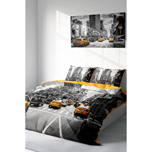 Taxi 3d Pamuk Saten Çift Kişilik Nevresim Takımı