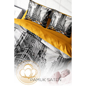 Monohome Taxi 3d Pamuk Saten Çift Kişilik Nevresim Takımı
