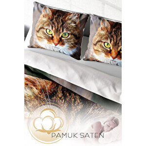 Monohome Tabby Naturel Çift Kişilik Nevresim Takımı