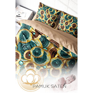 Monohome Vintage Design 3d Pamuk Saten Çift Kişilik Nevresim Takımı